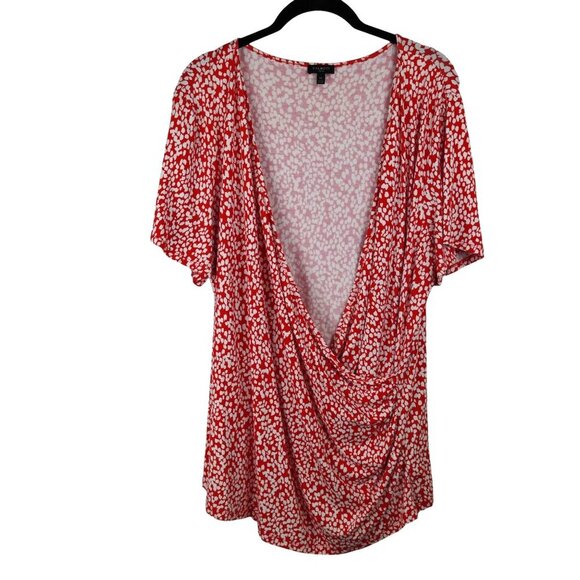 Talbots Crossover Fitted Wrap Front Blouse Top Surplice Neck Stretch Tee Casual - Picture 1 of 10